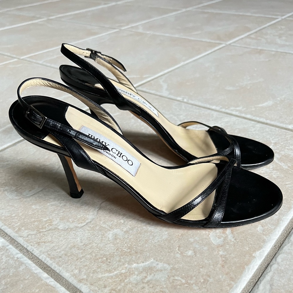 Jimmy choo black strappy sandal size 38